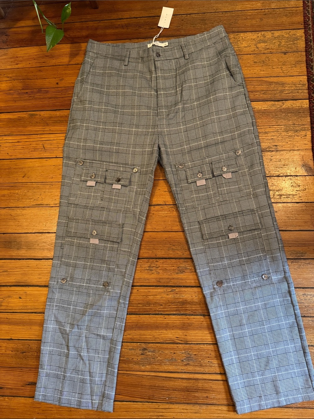 MNML Gray Plaid Cargo Pants
